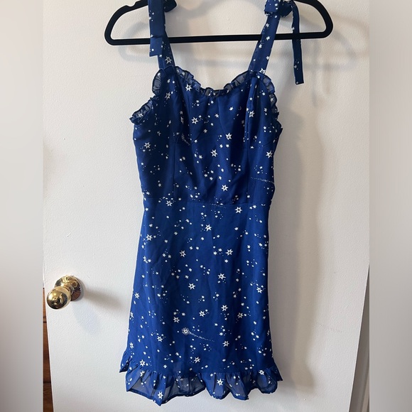 Starry Blue Tie Dress - Picture 1 of 2